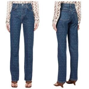 Reformation Cynthia Geometric Straight-Leg Jeans Size 26 High Rise Graphic